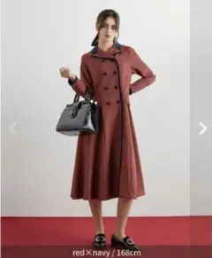 【希少】Fint サンプル品 ダブルボタン レトロワンピース 赤×紺