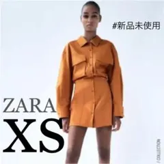 【新品】ZARA.ポケット付きポプリンシャツ.ワンピース