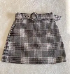 ヘザー　ウール混　ベルト付き　スカート