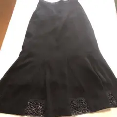 裾カットレース入りフレアスカート