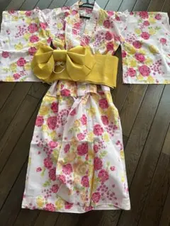 花柄浴衣セット（ピンク・黄色）