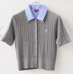 DRESSTERRIOR ドットシアーポロニット 38 ブルー - メルカリ