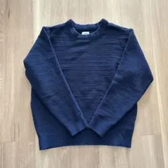 coen ネイビー リブ編みニット S
