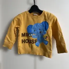 ミキハウス　男の子　100cm トレーナー袖口汚れありアイロンプリントヒビあり