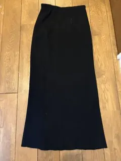Loungedressリブセミフレアニットスカート 黒のサムネイル