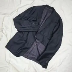 ブリオーニBrioniシルク混紡シングルテーラードジャケットXLネイビー濃紺
