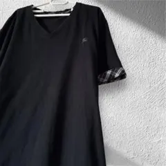 美品 希少 廃盤 BURBERRY ノバチェック袖 裏地 Vネック 黒