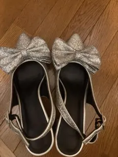 Heather リボンヒールサンダル シルバーのサムネイル