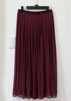 プリーツスカート ボルドー Mサイズ ウエストゴム