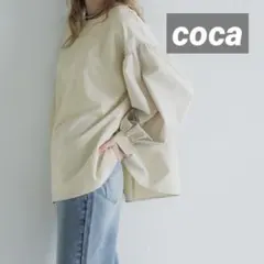 美品 新品未使用 タグ付き coca パリフワバックリボンAラインブラウス