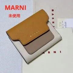 ☆MARNI☆三つ折り財布 ネイビー ピンク（箱付き） - メルカリ
