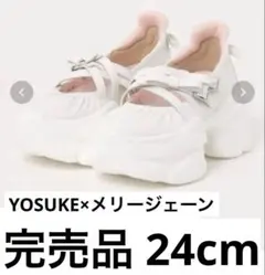 【24cm】YOSUKE 厚底 ストラップ スニーカー 白 メリージェーン 38