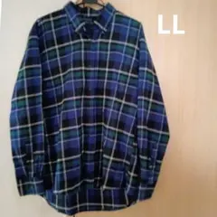 青系チェック柄ネルシャツ