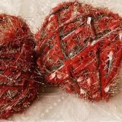 クリスマス限定^_^ファンシーヤーン素材糸毛糸【約2~3メートル × 3点】