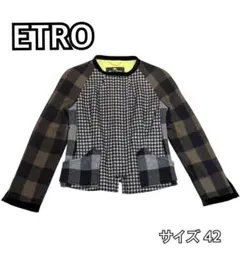 ETROエトロ　ノーカラージャケット チェック柄　イタリア製のサムネイル