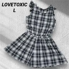 LOVETOXIC L 150.160 チェックフリルサロペット　キッズ　黒