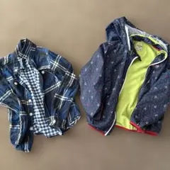 フランネルシャツとフード付きジャケットセット