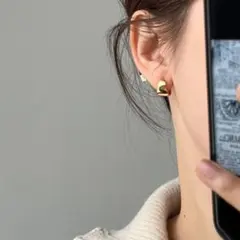 ぽってり厚みのドロップフープピアス ゴールド シルバー925 シンプル お洒落