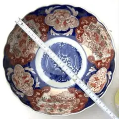 ゆ*ー様 【骨董品】色絵染付古伊万里 輪花鉢 25.5cm 染錦 骨董