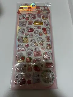 シール ドロップシール いちご うさぎ 赤 ぷっくりシール ボンボン