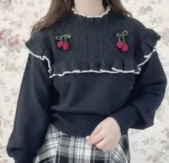 めぐみ様専用 しまむら メルミー maki ネイビー さくらんぼ ニット L