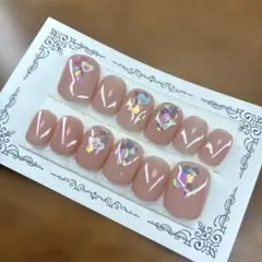 ヌードピンク ネイルチップ ハートデザイン