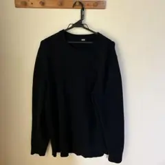 黒 クルーネック ニット 長袖