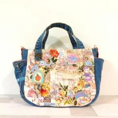 専用☆大判コラコラ×デニムリメイクバッグ ☆ ジョリーフルール