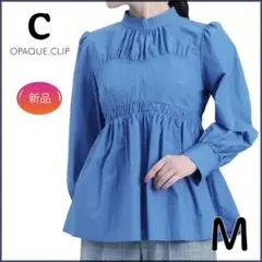 新品 Cオペークドットクリップ 《洗濯機OK》ビスチェデザインペプラムブラウスM