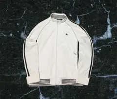 バーバリーブラックレーベル 刺繍ロゴ トラックジャケット ジップ 白 Mサイズ