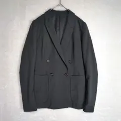 ダブルブレストジャケット 38(M) カシミヤ混 ウール ブラック系 古着