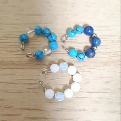 天然石イヤーカフ ハンドメイド　3個セット　イヤリング 開閉調節可能