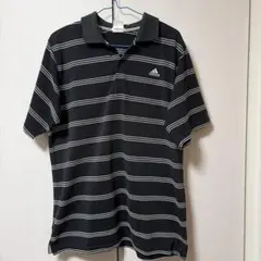 adidas ClimaLite 黒白ストライプ ポロシャツ