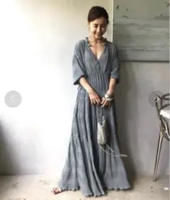 2605115 SHIRRING PLEATS DRESS グリーン Sサイズ - メルカリ