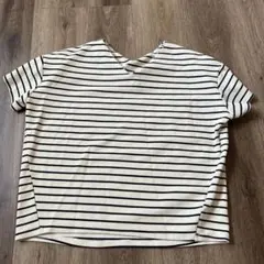 白黒ストライプ Vネック 半袖Tシャツ