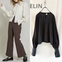 【美品】ELINエリン ボリュームスリーブサテンブラウスのサムネイル
