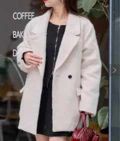 美品　Chico シャギージャケットコート　アイボリー