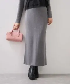 【ViS】 リブニットスカート チャコール