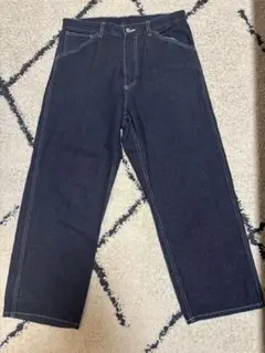 GU ダークブルー ワイドデニムパンツ