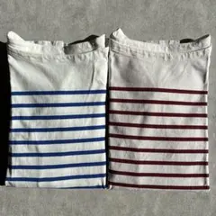 ユニクロ 綿100% ボーダー長袖Tシャツ 2枚 青M /赤L【中古品】