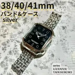 アップルウォッチ　ケース　applewatch バンド　シルバー　38 40 4