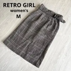 【レトロガール】チェック タイトスカート ベルト付き 着痩せ おしゃれ 可愛いのサムネイル