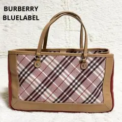 バーバリーブルーレーベル ハンドバッグ ノバチェック ピンク系 キャンバス