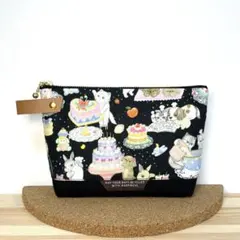 [ハンドメイド]マチ付きポーチ／ユキエモン×帆布40