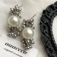 ▫︎▪︎262026▪︎▫︎パール×silverピアス/aaacccu