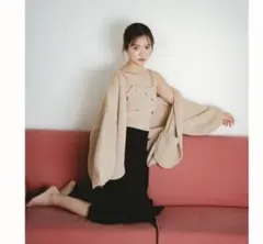 【未使用級】PINUE ハンドステッチニットキャミ＆カーデセット BEIGE PINUE 美品】ハンドステッチニットキャミ&カーデセット ベージュ