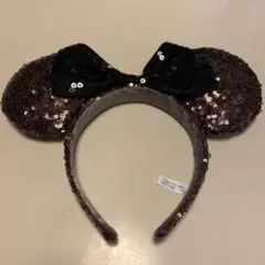ミッキー耳カチューシャ 黒と茶色のスパンコール