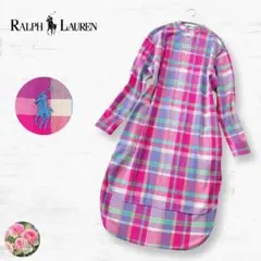 【美品】ポロラルフローレン チェックシャツワンピース 現行タグポニー刺繍