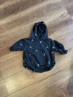 ［お値下げ］PUPPAPUPO 80サイズ　クマ耳フード付きロンパース 黒