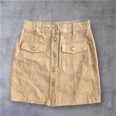 美シルエット ストラディバリウス コーデュロイ スカート ベージュ ハイウエスト